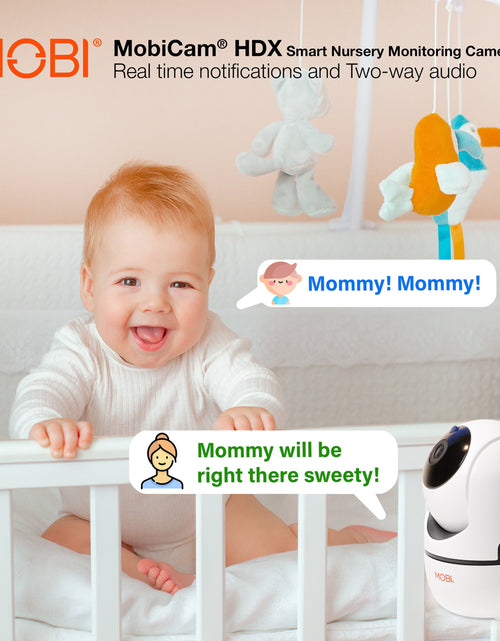 Load image into Gallery viewer, cam HDX Wi-Fi Pan &amp; Tilt Smart Nursery Monitoring Camera, Baby Video Monitor, Night Vision, Motion Detection, Full HD, Two-Way Audio, Remote View &amp; Recording with Free Smart App
