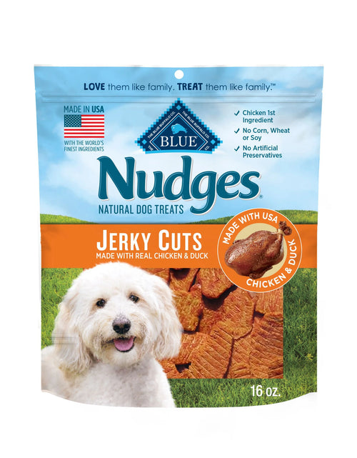 Load image into Gallery viewer, Nudges Chicken &amp; Duck Jerky Cuts Dog Treats, 16-Oz. Bag
