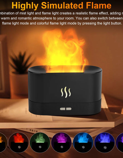 Load image into Gallery viewer, 180Ml Air Diffuse Essential Oil Humidifier,  Aroma Mist Diffuser with Fire 7 Color Change LED Light for Office Room
