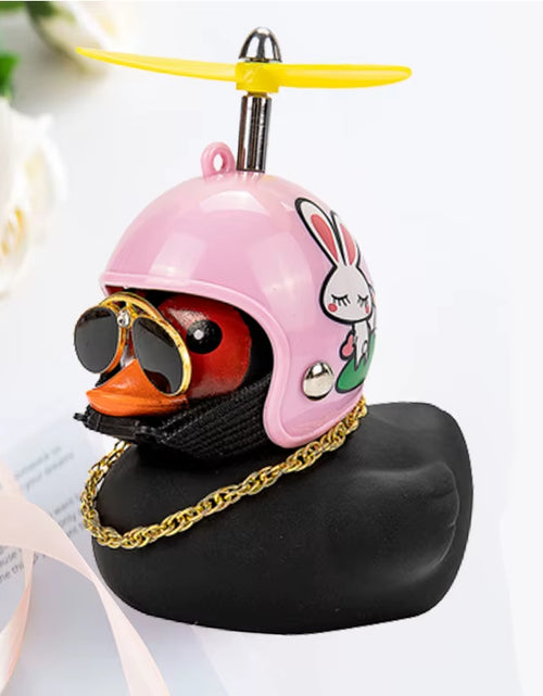 Load image into Gallery viewer, Car Duck with Helmet Broken Wind Pendant Small Yellow Duck Road Bike Motor Helmet Riding Cycling Accessories without Lights
