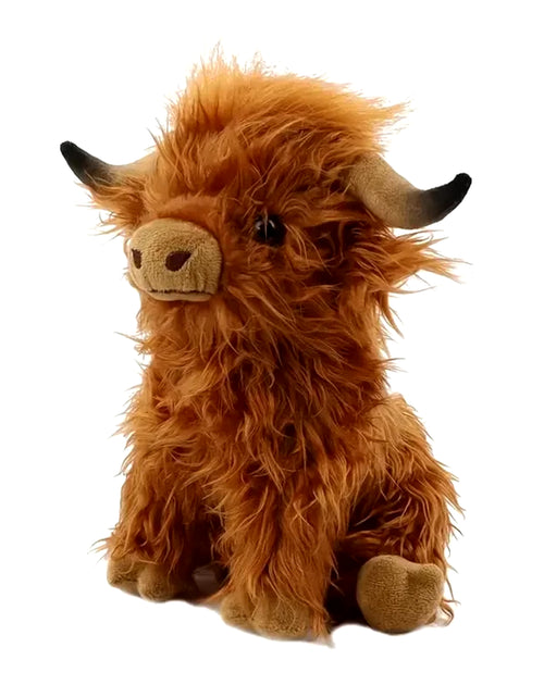 Load image into Gallery viewer, 30Cm Simulation Kyloe Cream Highland Cow Animal Plush Doll Soft Stuffed Highland Cow Cattlle Plushie Gift for Kids Boys Girls
