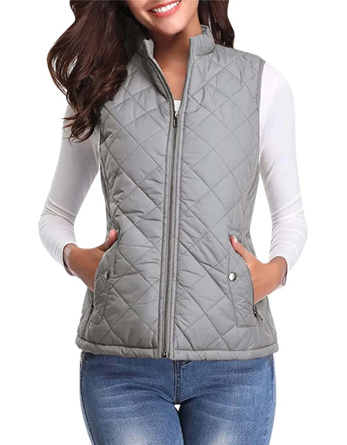 Load image into Gallery viewer, Women&#39;S Padded Vest Quilted Jacket Ladies Zipper Sleeveless Waistcoat Autumn Winter Lightweight Comfortable Cotton down Vests
