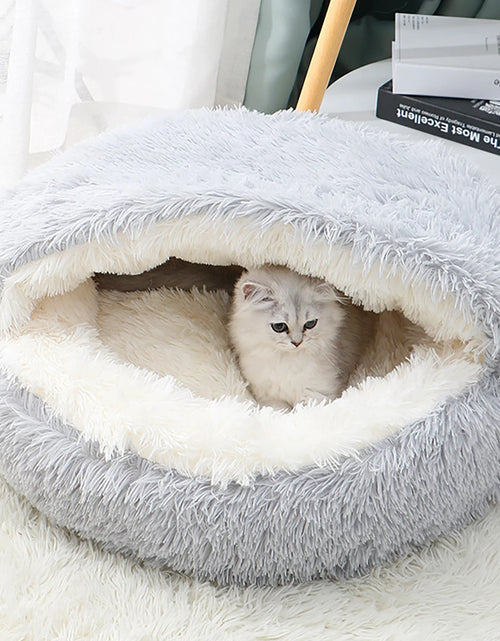 Load image into Gallery viewer, Calming Dog Beds &amp; Cat Cave Bed with Hooded Cover,Removable Washable round Beds for Small Medium Pets,Anti-Slip Faux Fur Fluffy Coved Bed for Improved Sleep,Fits up to 11 Lbs
