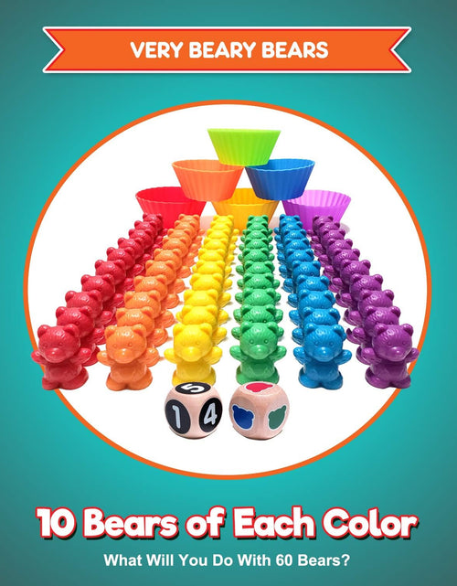 Load image into Gallery viewer, Jumbo Counting Bears Matching Game - Montessori Fine Motor Learning Toys for 2 Year Olds with Stacking Cups, 60 Preschool Math Manipulatives, 2 Toddler Games Dice, Toy Storage &amp; Activities Ebook
