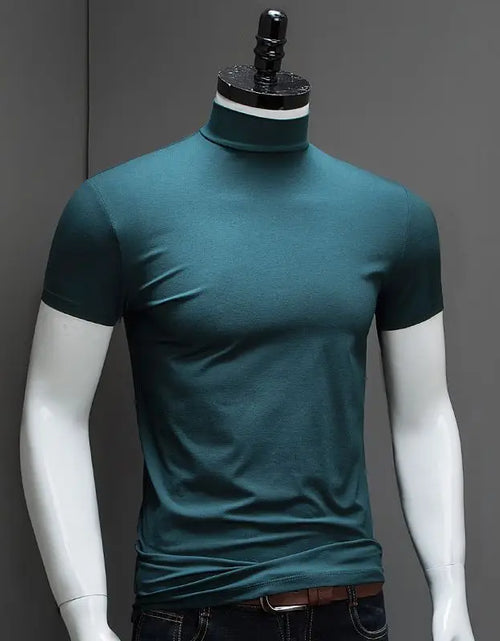 Load image into Gallery viewer, Fashion Men&#39;S Summer Korean Style plus Size Harajuku T-Shirt Short Sleeve High Neck Turtleneck Slim Fit Luxury Clothing Male
