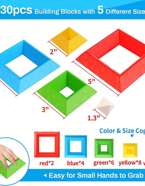 Load image into Gallery viewer, Toddler Stacking Building Blocks Educational Toys, Montessori Activities Learning Toys for 1 2 3+ Year Old, Sensory Toys Gifts for Toddler 1-3Y Boys &amp; Girls, 30 Piece Set
