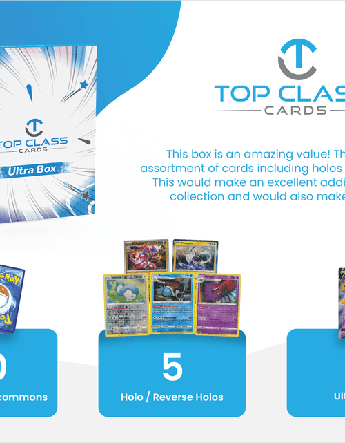 Load image into Gallery viewer, | Ultra Box | 50 Cards | 5 Holos/Reverse Holos | 1 Ultra Rare Guaranteed | Compatible with Pokemon Cards
