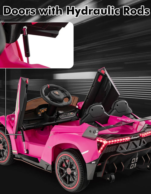 Load image into Gallery viewer, 2 Seater Kids Ride on Car, 12V 4WD Licensed Lamborghini Veneno Powered Electric Vehicle with Hydraulic Doors, Rocking Mode, Adjustable Speeds, Remote Control, MP3, Headlight
