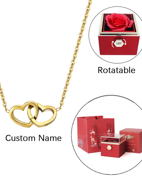 Load image into Gallery viewer, ETERNAL ROSE BOX - W/ENGRAVED NECKLACE &amp; REALROSE Flower Gift Box Heart Pendant Customize Necklace Valentine&#39;S Day Gift for Her
