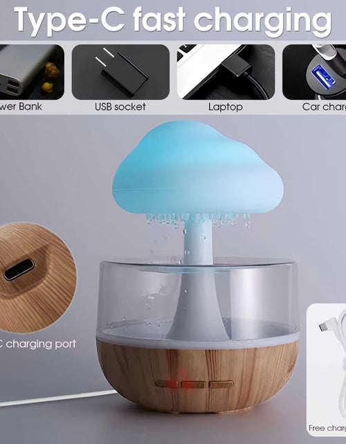 Load image into Gallery viewer, Rain Cloud Humidifier Rain Colorful Mushroom Cloud Raindrop Atmosphere Lamp Night Light Essential Oil Small Aromatherapy Machine
