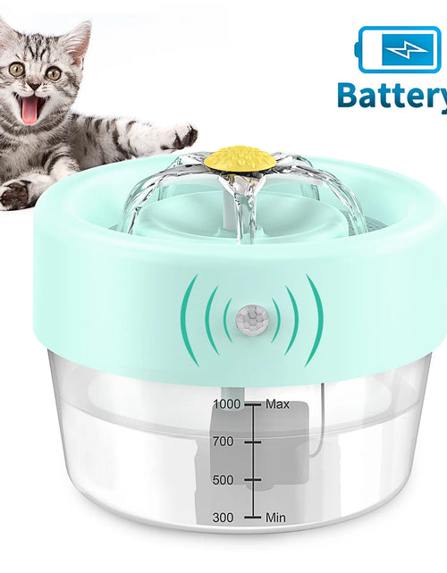 Load image into Gallery viewer, Cat Water Fountain, 1000Mah Battery Pet Water Fountain. Automatic Pet Drinking Fountain, Cat Fountain Blue 35 Oz
