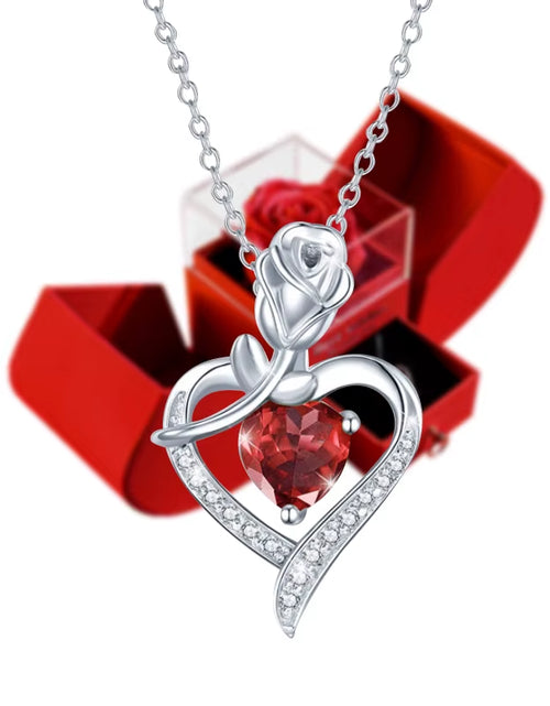 Load image into Gallery viewer, Gifts for Women Eternal Rose Box Heart Pendant Necklace Forever Flower Jewelry Case Wedding Mothers Day Jewelry Girlfriend Gift
