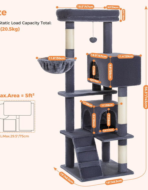 Load image into Gallery viewer, Cat Tree Luxury Cat Towers with Double Condos Spacious Perch Cat Hammock Fully Wrapped Scratching Sisal Post and Dangling Balls
