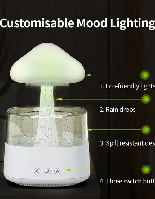 Load image into Gallery viewer, Mushroom Rain Air Humidifier Electric Aroma Diffuser Rain Cloud Smell Distributor Relax Water Drops Sounds Colorful Night Lights
