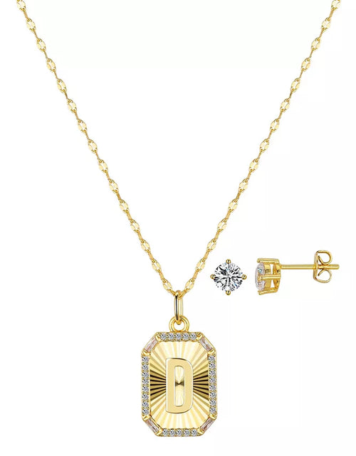 Load image into Gallery viewer, Cubic Zirconia Initial Pendant Necklace and Stud Earring Set
