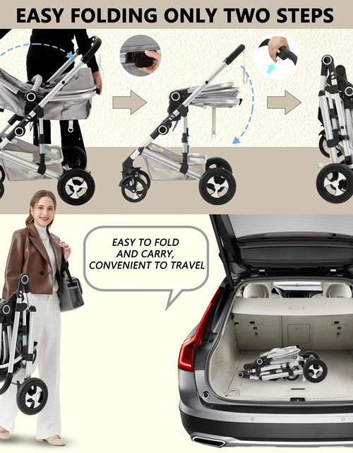 Load image into Gallery viewer, 3-In-1 Convertible Baby Stroller, Folding Newborn Stroller with Big Seat, 21LB, Dark Grey
