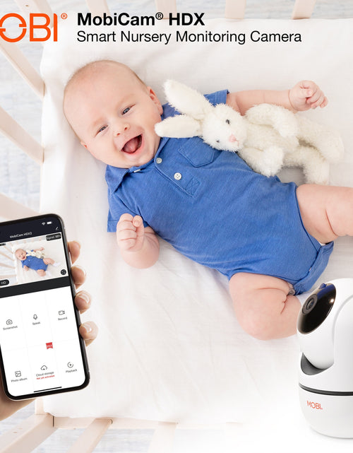 Load image into Gallery viewer, cam HDX Wi-Fi Pan &amp; Tilt Smart Nursery Monitoring Camera, Baby Video Monitor, Night Vision, Motion Detection, Full HD, Two-Way Audio, Remote View &amp; Recording with Free Smart App
