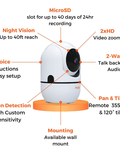 Load image into Gallery viewer, cam HDX Wi-Fi Pan &amp; Tilt Smart Nursery Monitoring Camera, Baby Video Monitor, Night Vision, Motion Detection, Full HD, Two-Way Audio, Remote View &amp; Recording with Free Smart App
