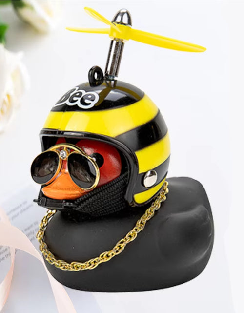 Load image into Gallery viewer, Car Duck with Helmet Broken Wind Pendant Small Yellow Duck Road Bike Motor Helmet Riding Cycling Accessories without Lights
