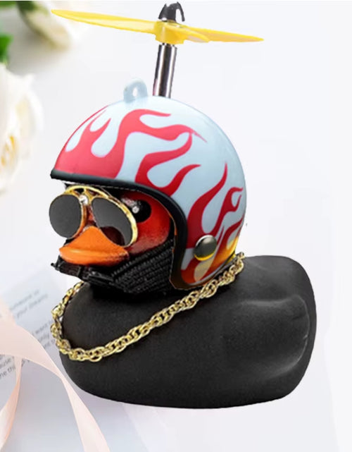 Load image into Gallery viewer, Car Duck with Helmet Broken Wind Pendant Small Yellow Duck Road Bike Motor Helmet Riding Cycling Accessories without Lights
