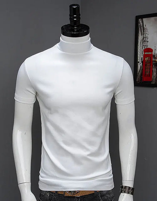 Load image into Gallery viewer, Fashion Men&#39;S Summer Korean Style plus Size Harajuku T-Shirt Short Sleeve High Neck Turtleneck Slim Fit Luxury Clothing Male
