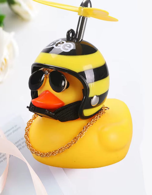 Load image into Gallery viewer, Car Duck with Helmet Broken Wind Pendant Small Yellow Duck Road Bike Motor Helmet Riding Cycling Accessories without Lights
