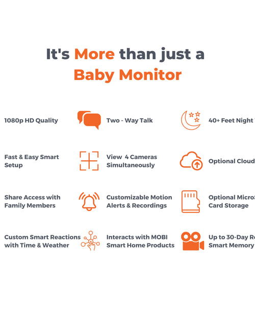 Load image into Gallery viewer, cam HDX Wi-Fi Pan &amp; Tilt Smart Nursery Monitoring Camera, Baby Video Monitor, Night Vision, Motion Detection, Full HD, Two-Way Audio, Remote View &amp; Recording with Free Smart App
