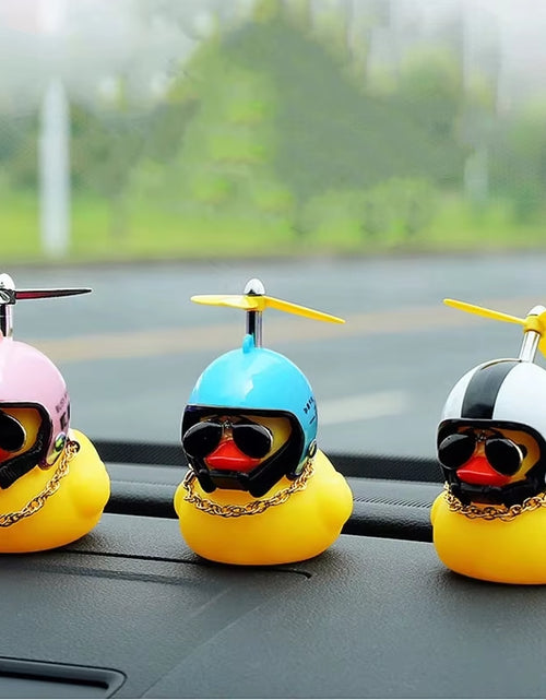 Load image into Gallery viewer, Car Duck with Helmet Broken Wind Pendant Small Yellow Duck Road Bike Motor Helmet Riding Cycling Accessories without Lights
