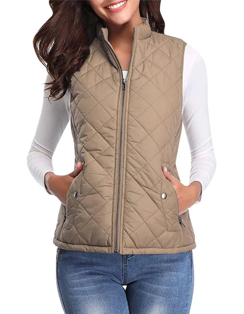 Load image into Gallery viewer, Women&#39;S Padded Vest Quilted Jacket Ladies Zipper Sleeveless Waistcoat Autumn Winter Lightweight Comfortable Cotton down Vests
