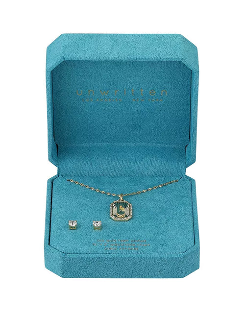 Load image into Gallery viewer, Cubic Zirconia Initial Pendant Necklace and Stud Earring Set
