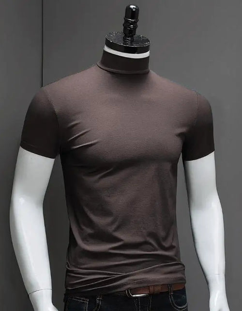 Load image into Gallery viewer, Fashion Men&#39;S Summer Korean Style plus Size Harajuku T-Shirt Short Sleeve High Neck Turtleneck Slim Fit Luxury Clothing Male
