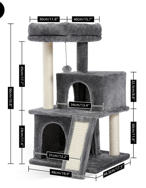 Load image into Gallery viewer, Cat Tree Luxury Cat Towers with Double Condos Spacious Perch Cat Hammock Fully Wrapped Scratching Sisal Post and Dangling Balls
