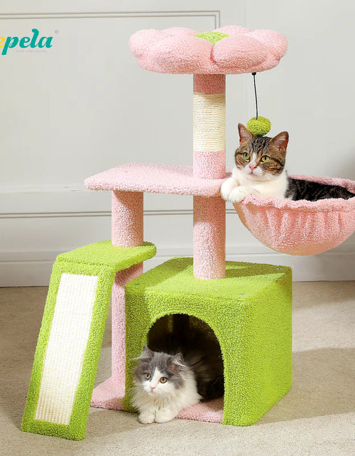 Load image into Gallery viewer, Cat Tree Luxury Cat Towers with Double Condos Spacious Perch Cat Hammock Fully Wrapped Scratching Sisal Post and Dangling Balls
