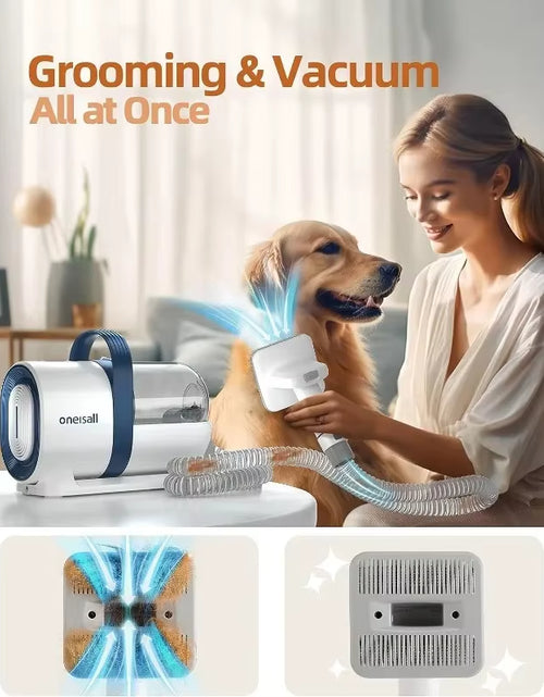 Load image into Gallery viewer, Oneisall Dog Hair Vacuum &amp; Dog Grooming Kit, Pet Grooming Vacuum with Pet Clipper Nail Grinder, 1.5L Dust Cup Dog Brush Vacuum
