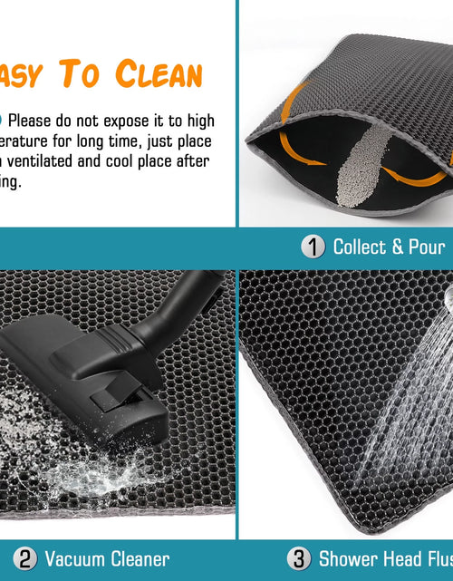 Load image into Gallery viewer, 24 X 15 Inch Cat Litter Mat Kitty Litter Trapping Mat, Honeycomb Double Layer Urine Waterproof, Easier to Clean Litter Box Mat, Soft on Paws, Non-Slip（Gray）
