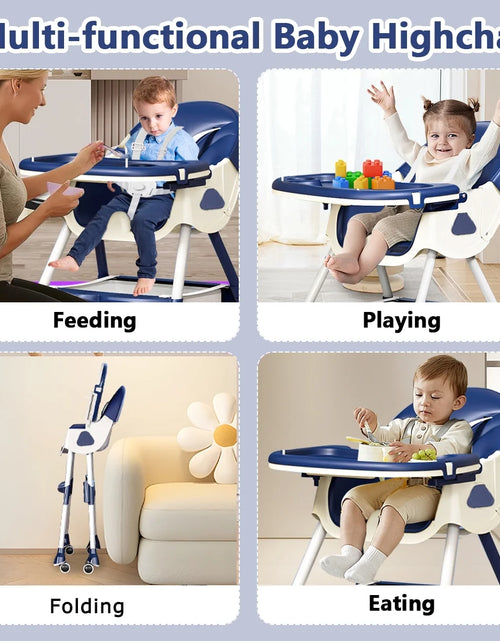 Load image into Gallery viewer, Portable High Chair with Wheels, Foldable Travel High Chair for Babies Toddlers, Purple
