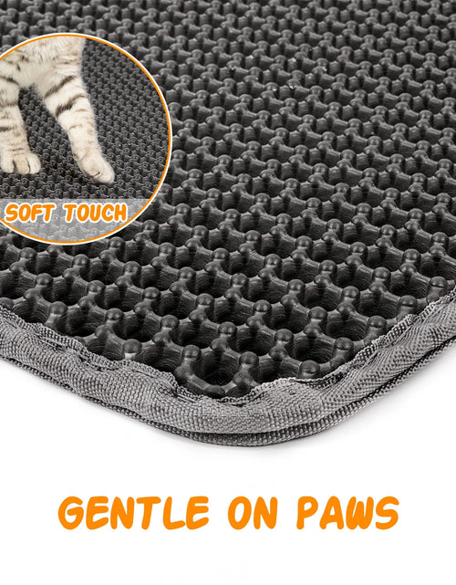 Load image into Gallery viewer, 24 X 15 Inch Cat Litter Mat Kitty Litter Trapping Mat, Honeycomb Double Layer Urine Waterproof, Easier to Clean Litter Box Mat, Soft on Paws, Non-Slip（Gray）
