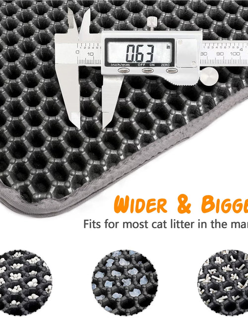 Load image into Gallery viewer, 24 X 15 Inch Cat Litter Mat Kitty Litter Trapping Mat, Honeycomb Double Layer Urine Waterproof, Easier to Clean Litter Box Mat, Soft on Paws, Non-Slip（Gray）
