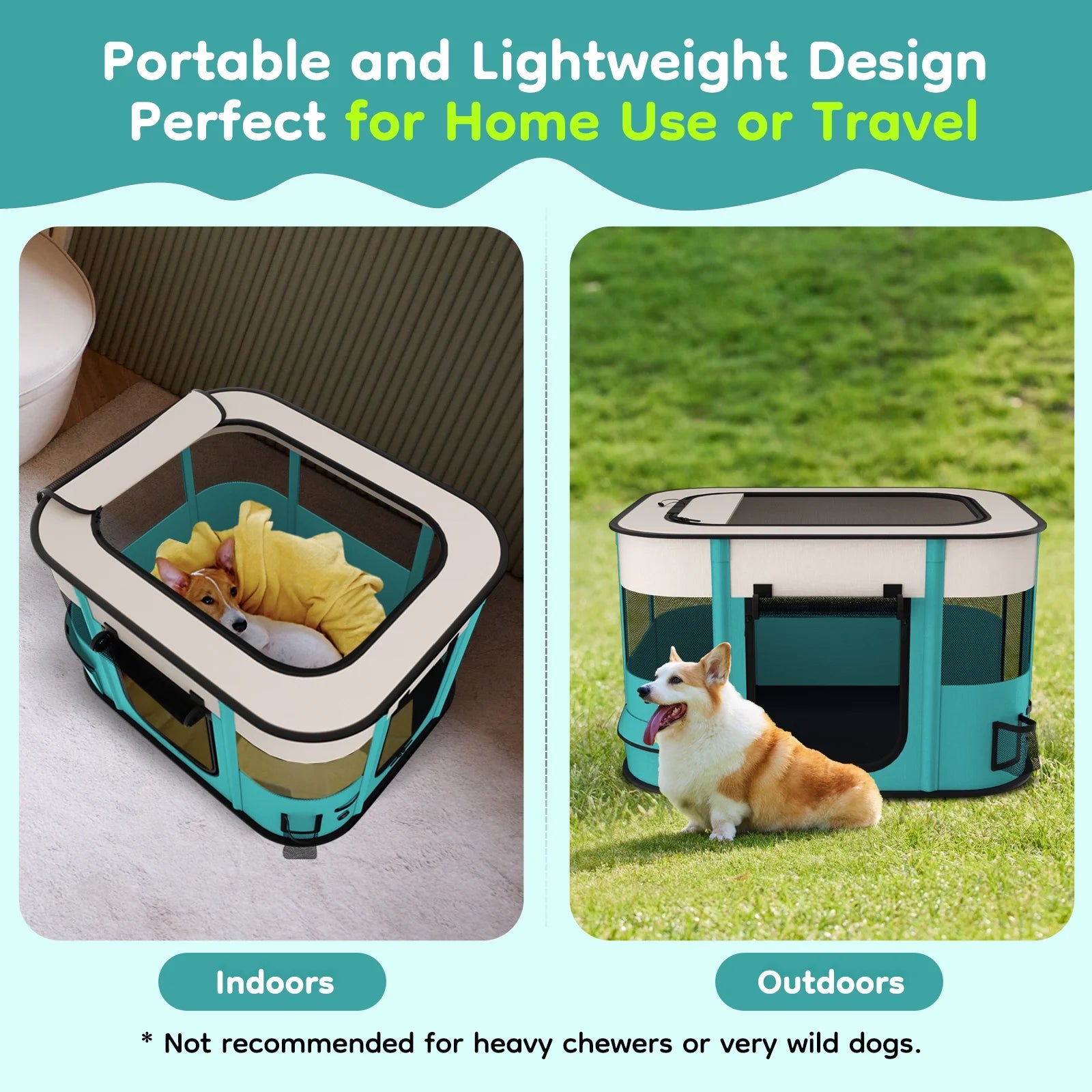 Pet Playpen, Foldable Portable Dog Cat Playpens Exercise Kennel Tent, Removable Shade Cover, Indoor Outdoor Travel Camping Use