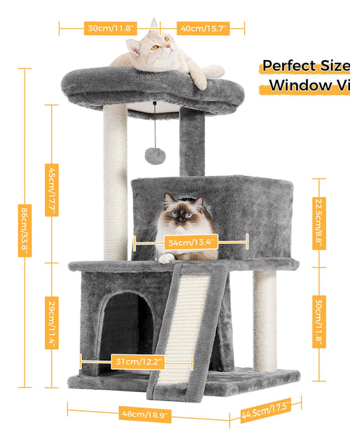 Load image into Gallery viewer, Cat Tree Luxury Cat Towers with Double Condos Spacious Perch Cat Hammock Fully Wrapped Scratching Sisal Post and Dangling Balls
