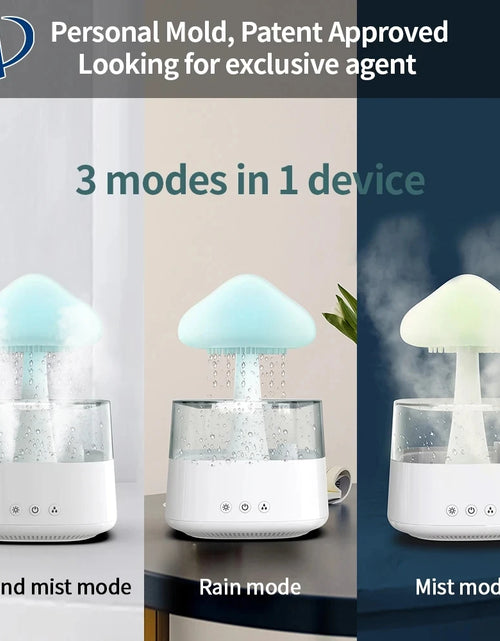 Load image into Gallery viewer, Mushroom Rain Air Humidifier Electric Aroma Diffuser Rain Cloud Smell Distributor Relax Water Drops Sounds Colorful Night Lights
