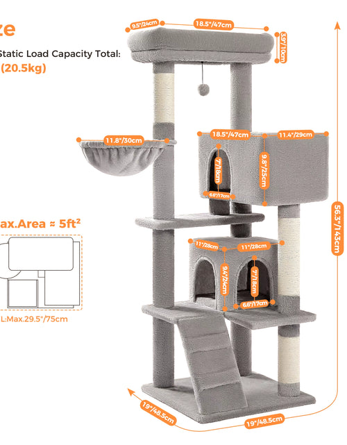 Load image into Gallery viewer, Cat Tree Luxury Cat Towers with Double Condos Spacious Perch Cat Hammock Fully Wrapped Scratching Sisal Post and Dangling Balls
