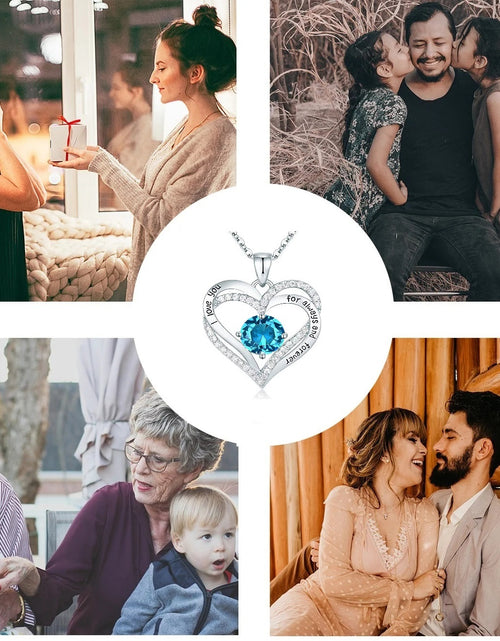 Load image into Gallery viewer, Love Pendant Necklaces for Women with Birthstone Zirconia, Christmas Birthday Anniversary Jewelry Gift for Women Wife Girls
