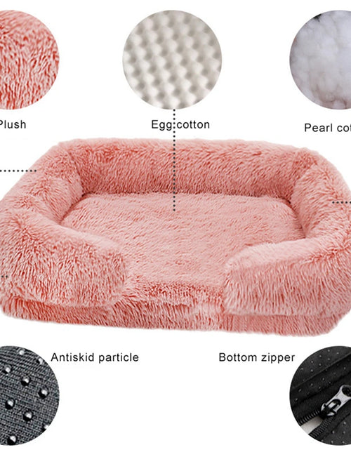 Load image into Gallery viewer, W Dog Bed Square Dog Beds Long Plush Dog Mat Beds for Small Medium Large Dogs Supplies Pet Dog Calming Bed Washable Kennel
