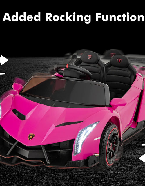 Load image into Gallery viewer, 2 Seater Kids Ride on Car, 12V 4WD Licensed Lamborghini Veneno Powered Electric Vehicle with Hydraulic Doors, Rocking Mode, Adjustable Speeds, Remote Control, MP3, Headlight
