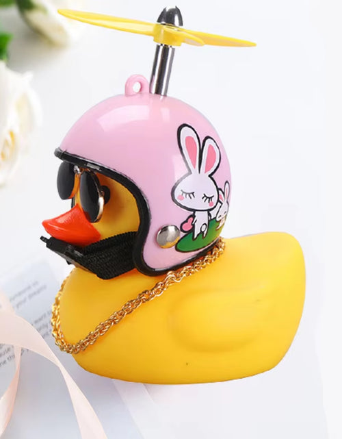 Load image into Gallery viewer, Car Duck with Helmet Broken Wind Pendant Small Yellow Duck Road Bike Motor Helmet Riding Cycling Accessories without Lights
