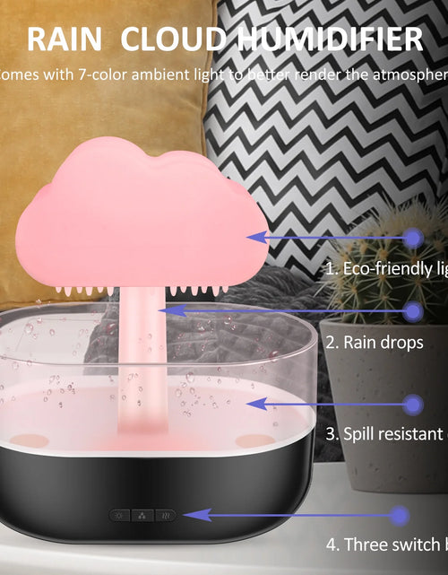 Load image into Gallery viewer, Rain Cloud Humidifier Water Drip,Mushroom Diffuser,Cloud Humidifier Rain Drop,Rain Cloud Diffuser with 7 Light Colours,Waterfall Lamp Humidifier Rain Sounds for Relax Sleeping,200Ml
