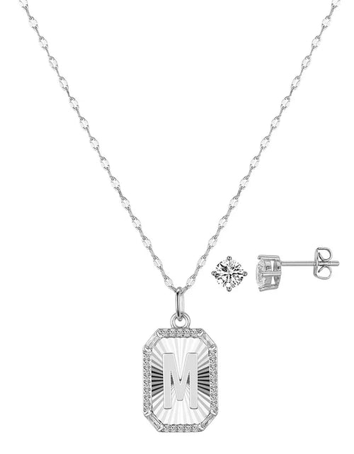 Load image into Gallery viewer, Cubic Zirconia Initial Pendant Necklace and Stud Earring Set
