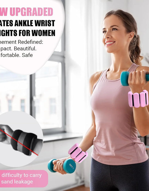 Load image into Gallery viewer, Pilates Wrist &amp; Ankle Weights for Women, Wearable Strong Arm &amp; Leg Weights Set of 2(1Lbs Each), Adjustable Ankle Weights for Walking, Yoga, Dance, Barre,Gym
