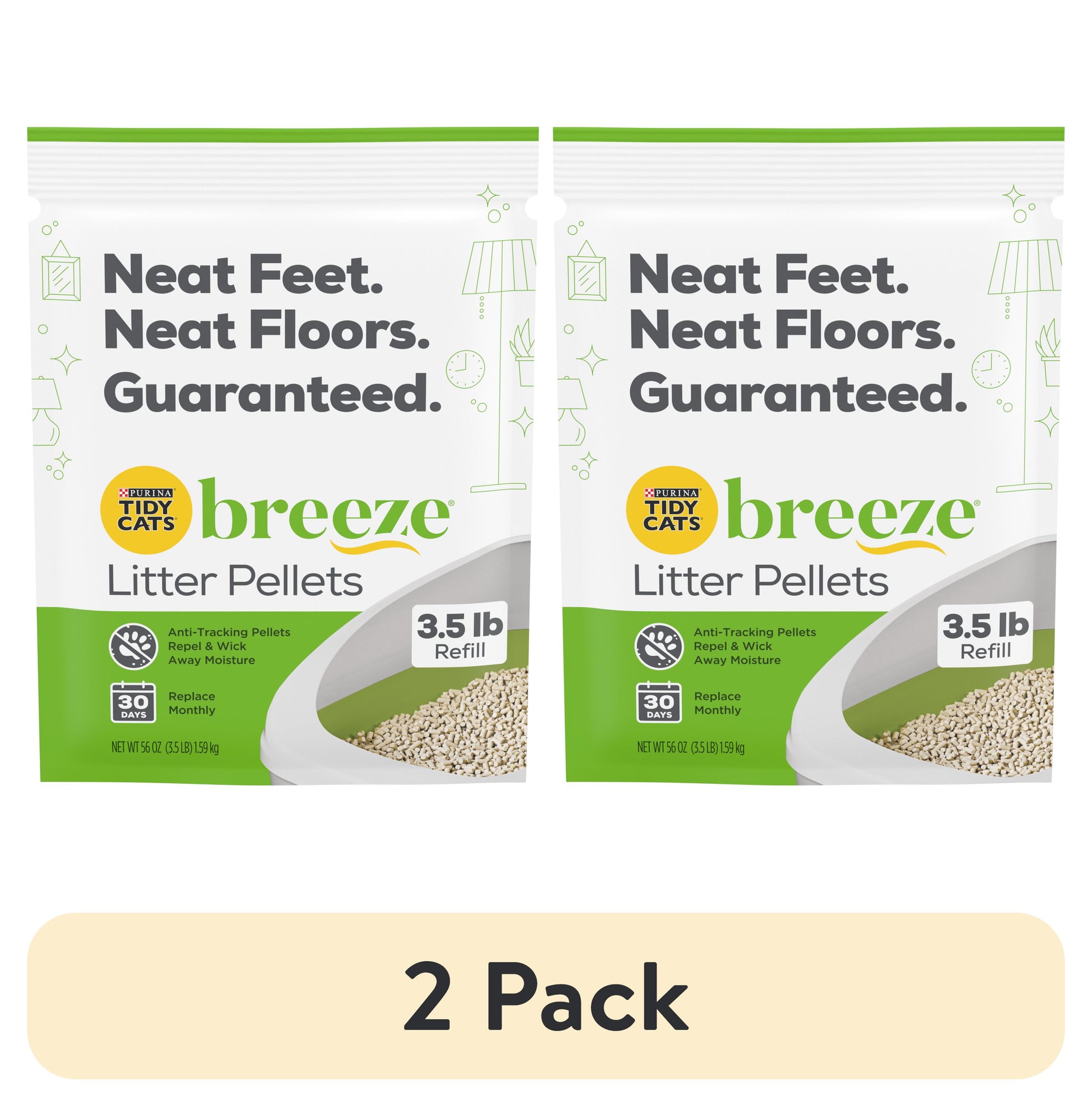 (2 Pack) Purina  Litter Pellets, BREEZE Refill Litter Pellets, 3.5 Lb. Pouch